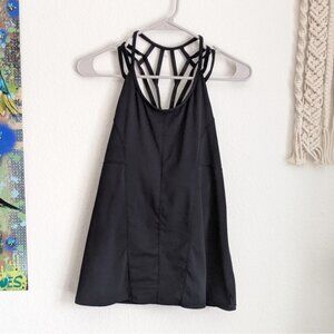 Fabletics Black Strappy Back Athletic Tank Top With Built in Bra